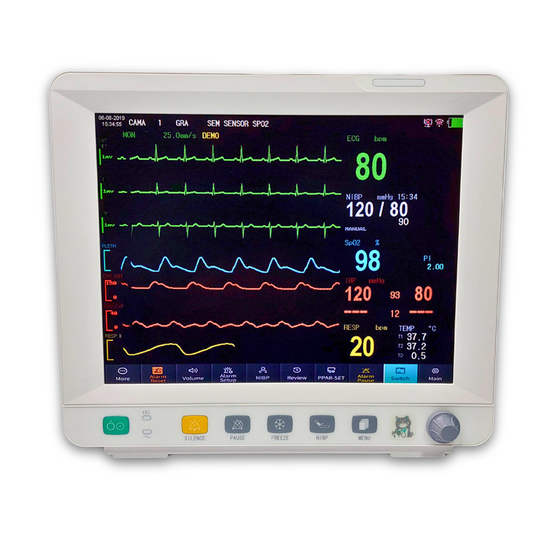 Monitor Multiparamétrico 12" EM-MM12 Veterinário