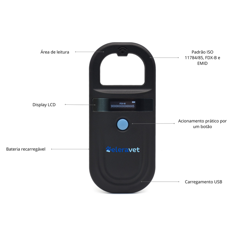 Leitor de Microchip Animal EV-LM1 Veterinário
