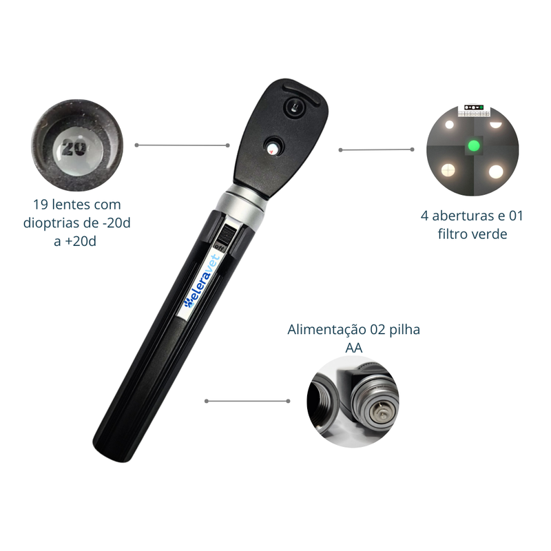 Oftalmoscópio de Led EV-OF1 Veterinário
