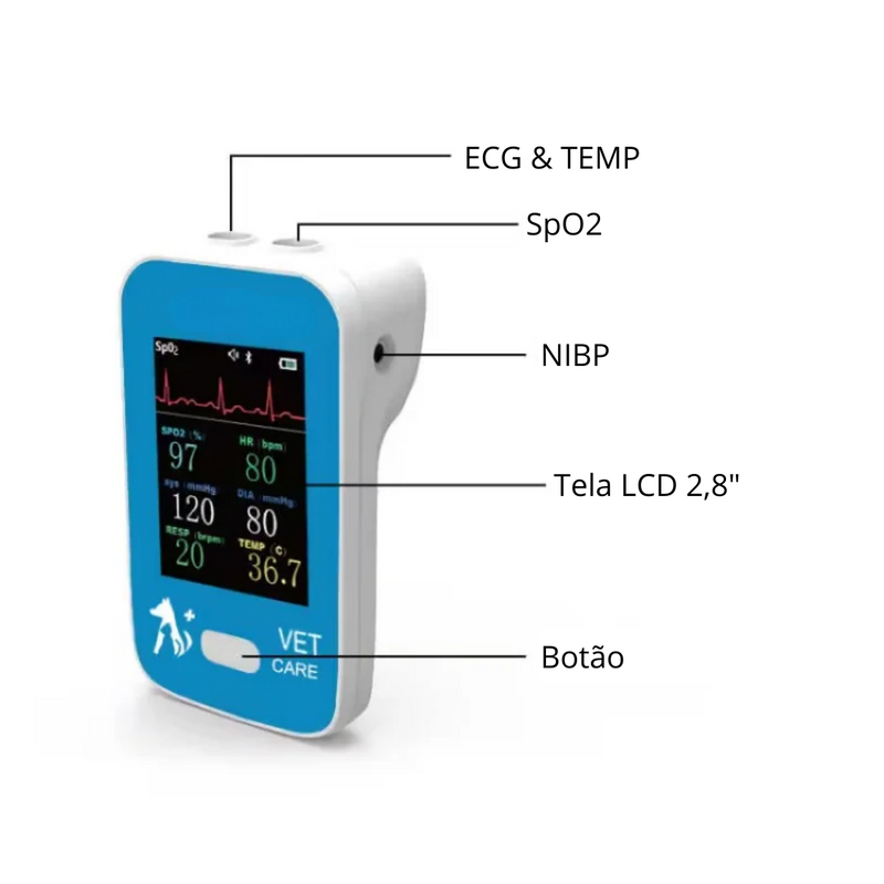 Monitor Multiparamétrico Portátil EM-AM6200 Veterinário 5